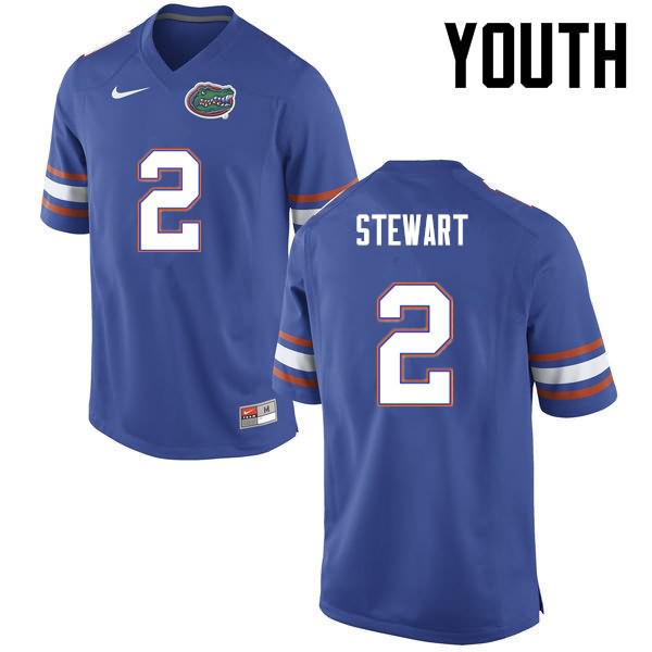 Youth NCAA Florida Gators Brad Stewart #2 Stitched Authentic Nike Blue College Football Jersey AOD4665NO